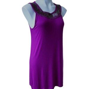 Design History Sleeveless Top Women L Stretch Jersey Ultraviolet Gunmetal Detail